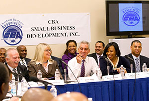 Melinda Kelly President of Chatham Business Association with Mayor Emanuel